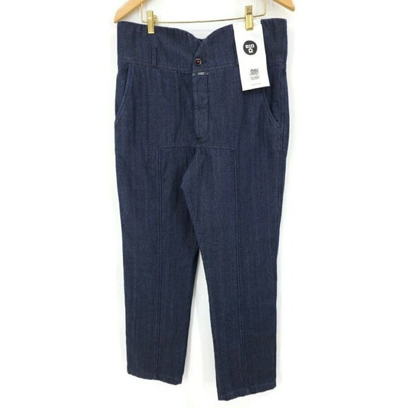 New Closed X Francois Girbaud Pants Womens 31 Dark Blue High Waist Button Front - Picture 1 of 7